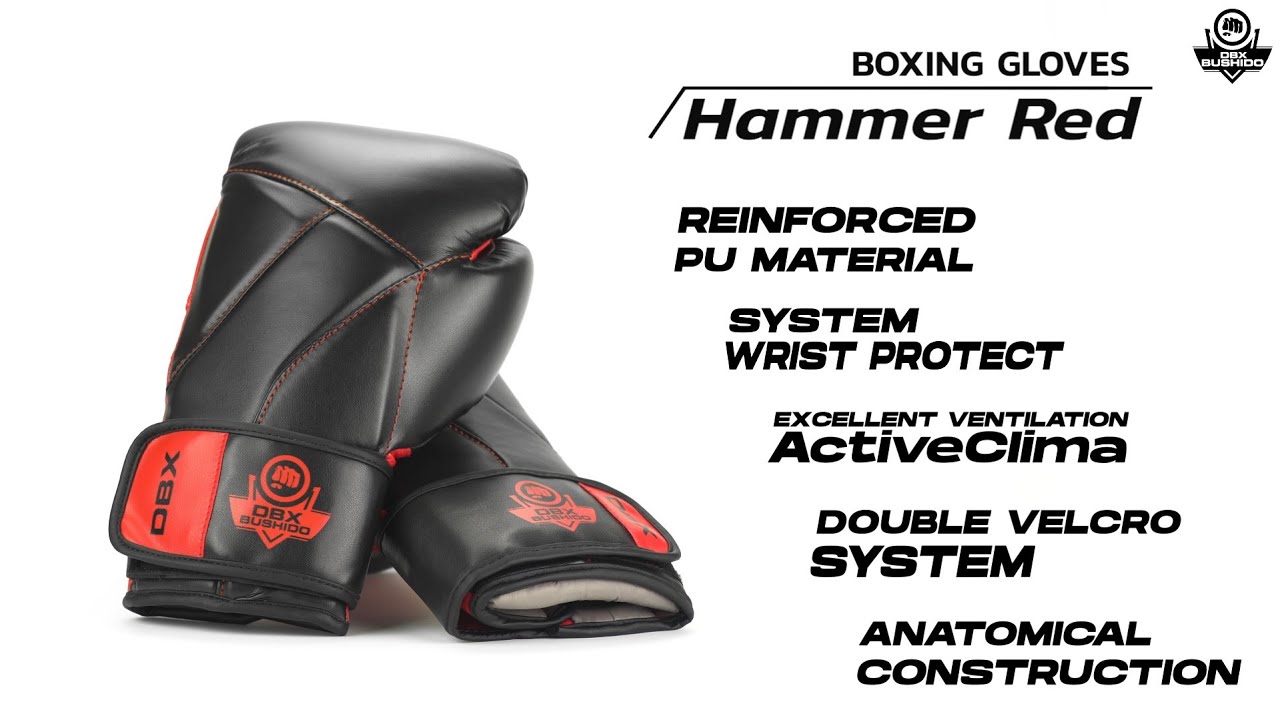 DBX BUSHIDO "Hammer - Red" Guanti da boxe Muay Thai nero/rosso