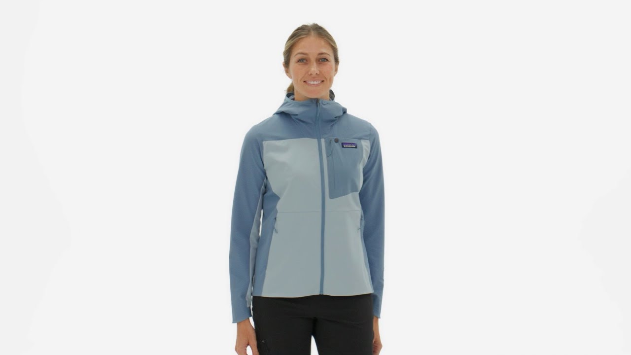 Giacca softshell da donna Patagonia R1 CrossStrata Hoody blu lagom