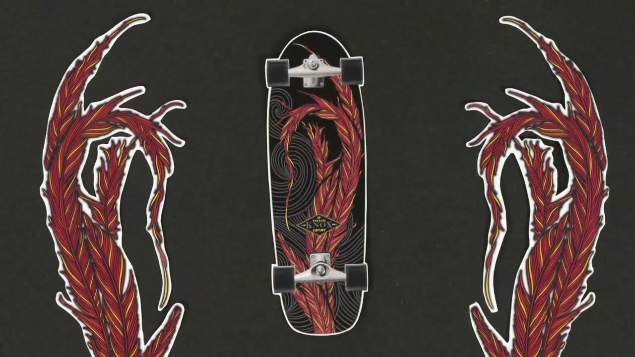 Surfskate skateboard Carver C7 Raw 31.25" Knox Phoenix 2022 Completo nero e rosso C1013011133